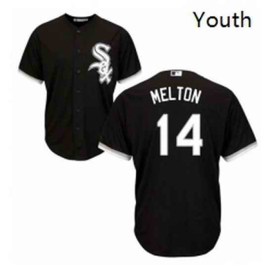 Youth Majestic Chicago White Sox 14 Bill Melton Authentic Black Alternate Home Cool Base MLB Jersey